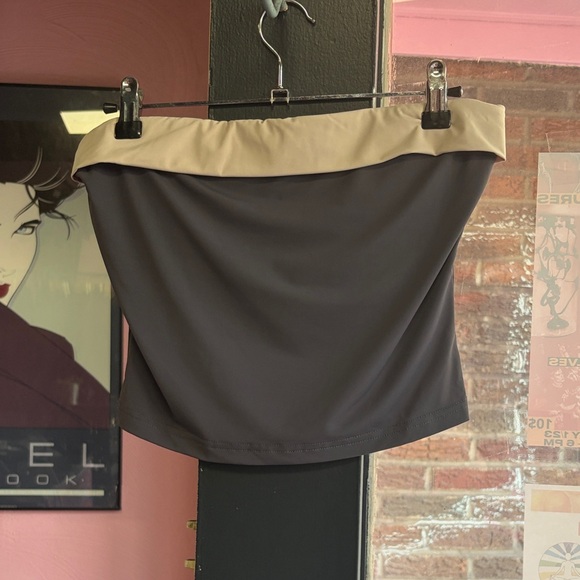 Princess Polly Tops - Princess Polly Gray and Cream Strapless Blouse